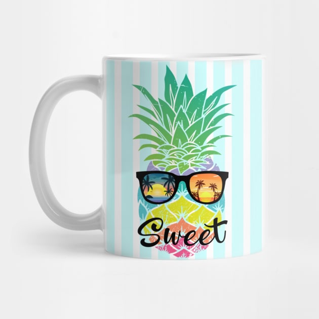 Sweet Tropical Summer - Blue Stripes on - by Peter the T-Shirt Dude